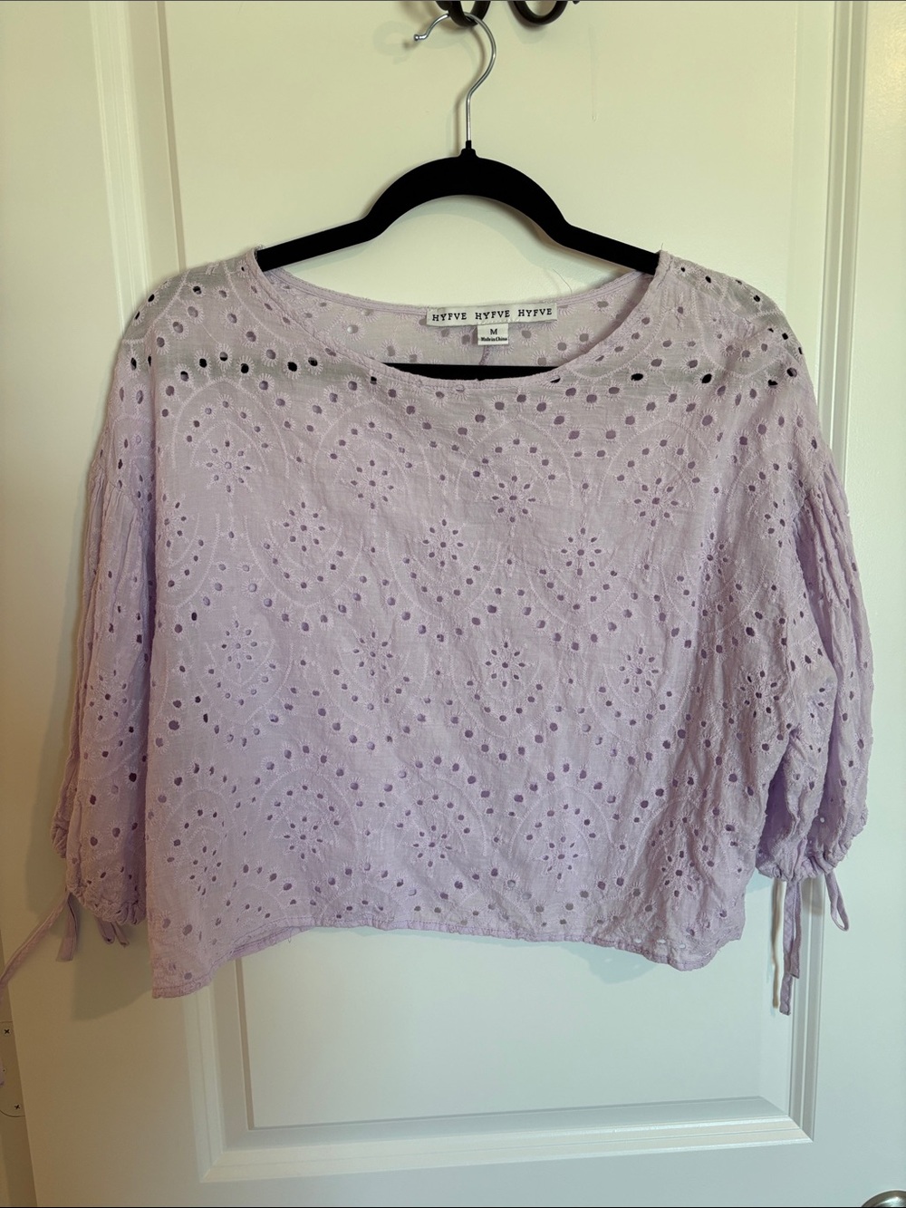 HYFVE Lavender Eyelet Tie-Sleeve Blouse